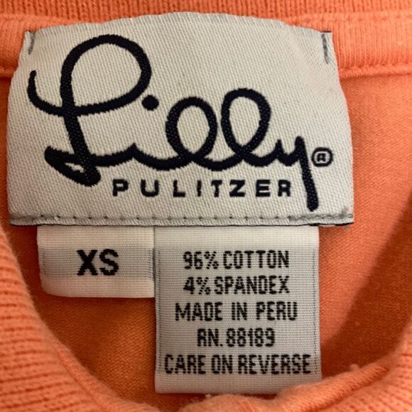 Lily Pulitzer Short Sleeve Pima Cotton Polo Shirt in Tangerine. Size XS. - Picture 5 of 5